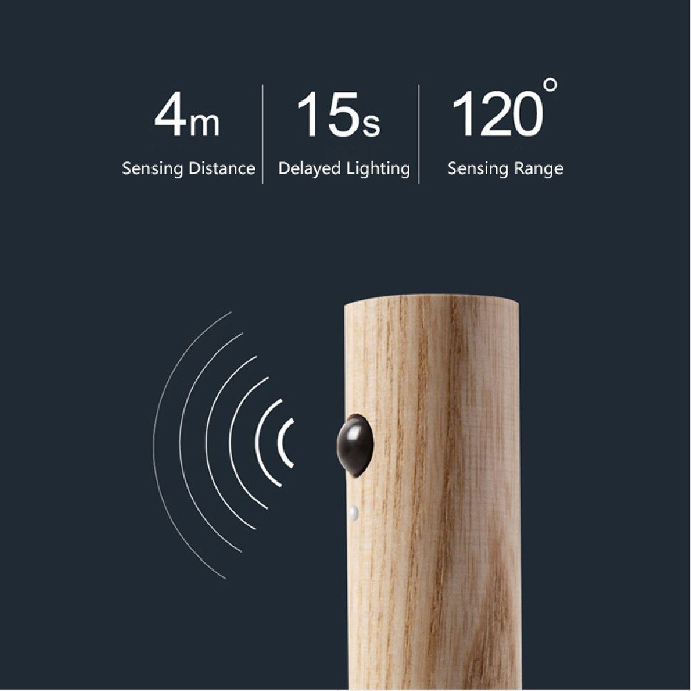 Auto LED USB Magnetic Wood Wireless Night Light Corridors Porch Lights PIR Motion Sensor Wall Light Cabinet Lamp - Image 9